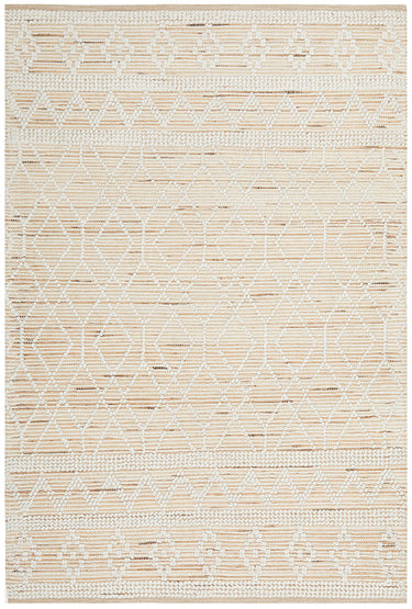Xavier Sahara Natural and White Jute Geometric Raised Diamond Pattern Rectangle Rug